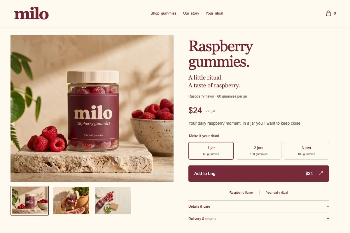 MILO product page